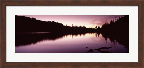 Framed Reflection of trees in a lake, Mt Rainier, Pierce County, Washington State Print