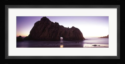 Framed Silhouette of a cliff on the beach, Pfeiffer Beach, Big Sur, California, USA Print
