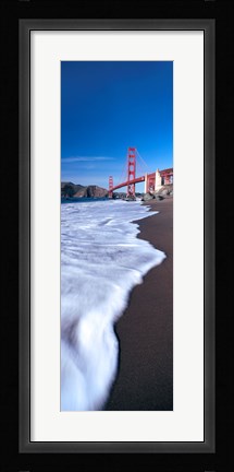 Framed Water surf under a suspension bridge, Golden Gate Bridge, San Francisco Bay, San Francisco, California, USA Print
