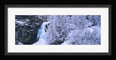 Framed High angle view of a frozen waterfall, Valais Canton, Switzerland Print