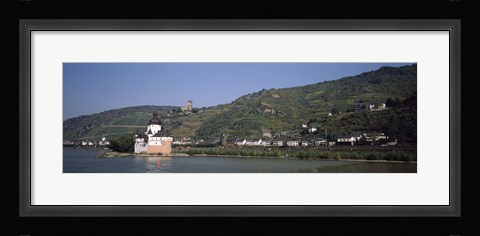 Framed Castle at the waterfront, Pfalz Castle, Rhine River, Kaub, Koblenz, Rhineland-Palatinate, Germany Print