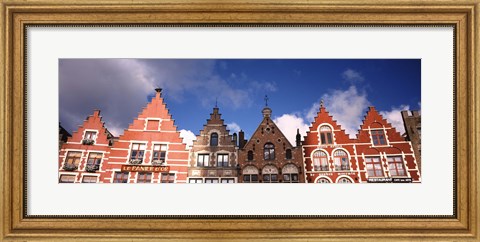Framed Low angle view of colorful buildings, Main Square, Bruges, West Flanders, Flemish Region, Belgium Print
