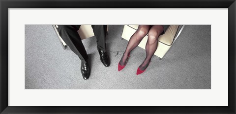 Framed Man and woman&#39;s legs tied together with shoelace Print