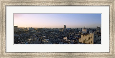 Framed High angle view of a city, Old Havana, Havana, Cuba (Blue and Purple Sky) Print