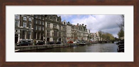 Framed Cars Parked along a Canal, Amsterdam, Netherlands Print
