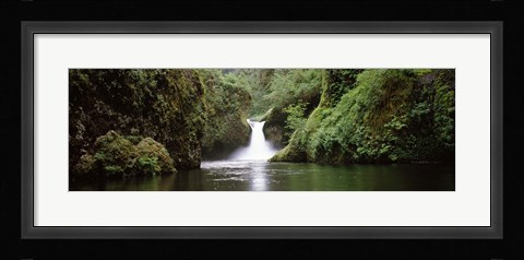 Framed Waterfall in a forest, Punch Bowl Falls, Eagle Creek, Hood River County, Oregon, USA Print