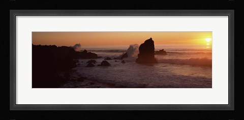 Framed Rocks in the sea, California, USA Print
