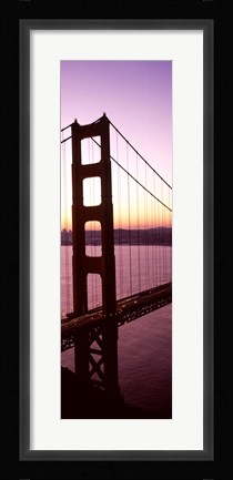 Framed Suspension bridge at sunrise, Golden Gate Bridge, San Francisco Bay, San Francisco, California (vertical) Print