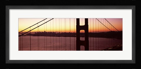 Framed Suspension bridge at sunrise, Golden Gate Bridge, San Francisco Bay, San Francisco, California (horizontal) Print