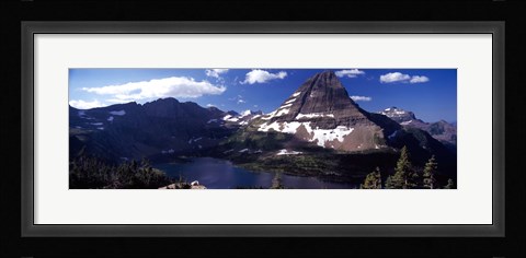 Framed Mountain range at the lakeside, Bearhat Mountain, Hidden Lake, Us Glacier National Park, Montana, USA Print