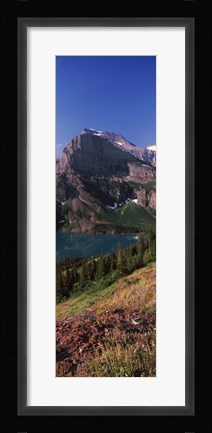 Framed Lake near a mountain, US Glacier National Park, Montana, USA Print