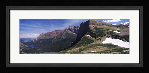 Framed Lake surrounded with mountains, Alpine Lake, US Glacier National Park, Montana Print