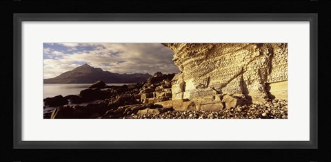 Framed Rock formations on an island, Elgol, Isle Of Skye, Inner Hebrides, Scotland Print