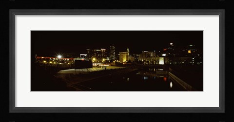 Framed City lit up at night, Cape Town, Western Cape Province, South Africa Print