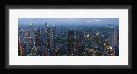 Framed Aerial view of a city, Frankfurt, Hesse, Germany Print