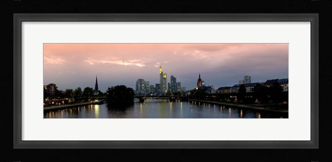 Framed Reflection of buildings in water, Main River, Frankfurt, Hesse, Germany 2010 Print