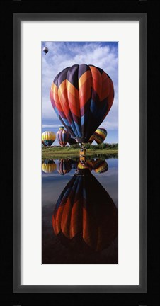 Framed Balloons Reflected in Lake, Hot Air Balloon Rodeo, Steamboat Springs, Routt County, Colorado, USA Print