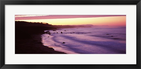 Framed Tide on the beach, California, USA Print