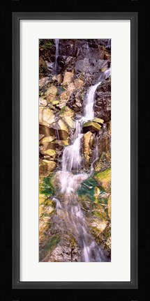 Framed Water flowing down rocks Print