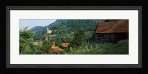 Framed Houses at the hillside, Transylvania, Romania Print