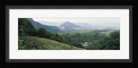 Framed Buildings in a valley, Transylvania, Romania Print