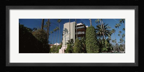 Framed Trees in front of a hotel, Beverly Hills Hotel, Beverly Hills, Los Angeles County, California, USA Print