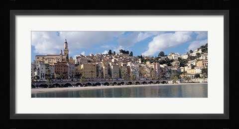 Framed Buildings at the waterfront, Menton, French Riviera, Alpes-Maritimes, Provence-Alpes-Cote D'Azur, France Print
