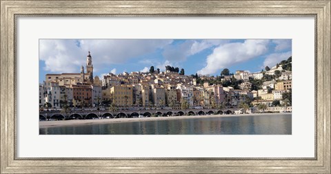 Framed Buildings at the waterfront, Menton, French Riviera, Alpes-Maritimes, Provence-Alpes-Cote D&#39;Azur, France Print