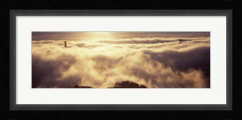 Framed Golden Gate Bridge Peaking through the fog, San Francisco, California Print