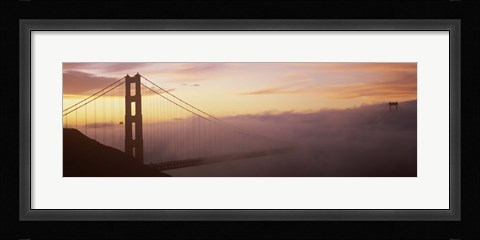 Framed Golden Gate Bridge covered with fog, San Francisco, California Print