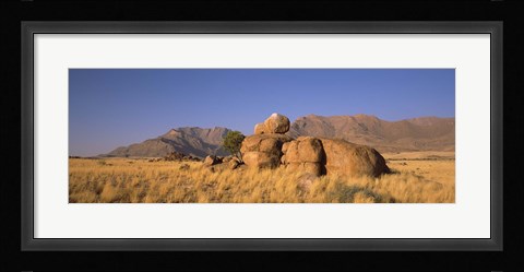 Framed Rock formations in a desert, Brandberg Mountains, Damaraland, Namib Desert, Namibia Print