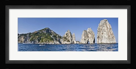 Framed Rock formations in the sea, Faraglioni, Capri, Naples, Campania, Italy Print