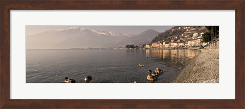 Framed Town at the lakeside, Nobiallo, Lake Como, Como, Lombardy, Italy Print