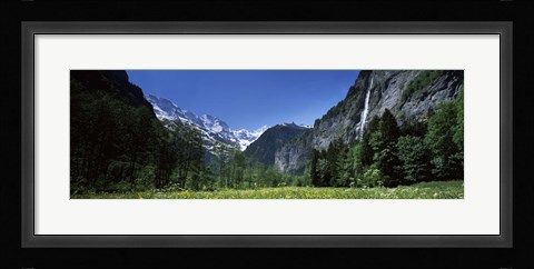 Framed Waterfall in a forest, Berne Canton, Switzerland Print