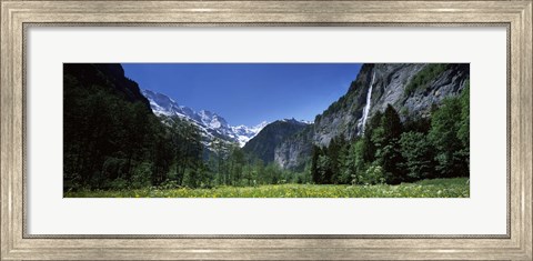 Framed Waterfall in a forest, Berne Canton, Switzerland Print