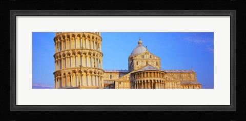 Framed Tower with a cathedral, Pisa Cathedral, Leaning Tower Of Pisa, Piazza Dei Miracoli, Pisa, Tuscany, Italy Print