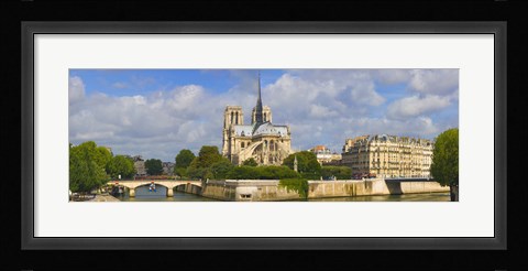 Framed Cathedral at the riverside, Notre Dame Cathedral, Seine River, Paris, Ile-de-France, France Print