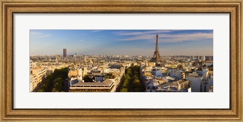 Framed Cityscape with Eiffel Tower in background, Paris, Ile-de-France, France Print