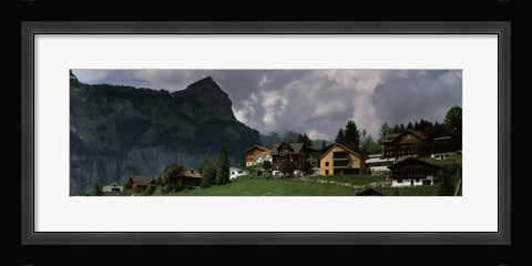 Framed Buildings in a village, Engelberg, Obwalden Canton, Switzerland Print