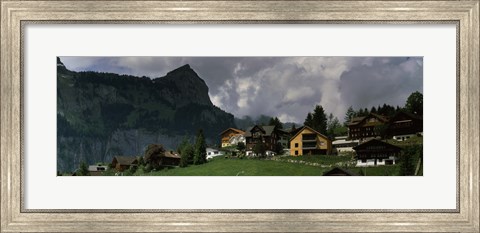 Framed Buildings in a village, Engelberg, Obwalden Canton, Switzerland Print