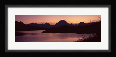 Framed River passing by a mountain range, Oxbow Bend, Snake River, Grand Teton National Park, Teton County, Wyoming, USA Print