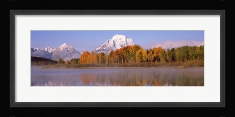 Framed Reflection of trees in a river, Oxbow Bend, Snake River, Grand Teton National Park, Teton County, Wyoming, USA Print
