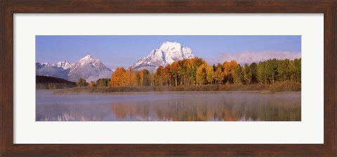 Framed Reflection of trees in a river, Oxbow Bend, Snake River, Grand Teton National Park, Teton County, Wyoming, USA Print