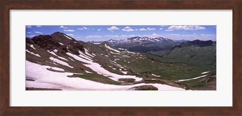 Framed Mountains covered with snow, West Maroon Pass, Crested Butte, Gunnison County, Colorado, USA Print