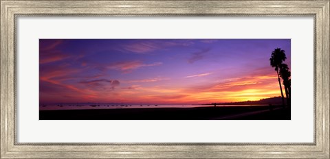 Framed Sunset over the ocean, Santa Barbara, California, USA Print