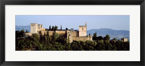 Framed Palace viewed from Albayzin, Alhambra, Granada, Granada Province, Andalusia, Spain Print