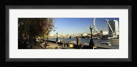 Framed Ferris wheel at the riverbank, Millennium Wheel, Thames River, London, England Print