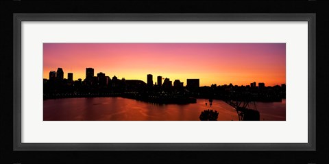 Framed Silhouette of buildings at dusk, Montreal, Quebec, Canada 2010 Print