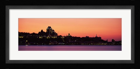 Framed City at dusk, Chateau Frontenac Hotel, Quebec City, Quebec, Canada Print
