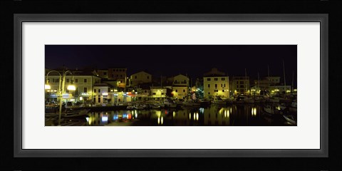 Framed Boats at a harbor, La Maddalena, Arcipelago Di La Maddalena National Park, Sardinia, Italy Print